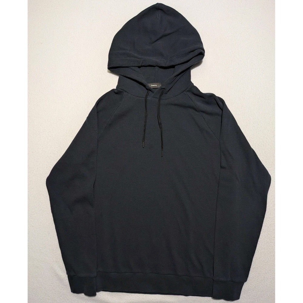 Theory Waffle Knit Pullover‎ Hoodie Dark Navy Size M Made in Peru